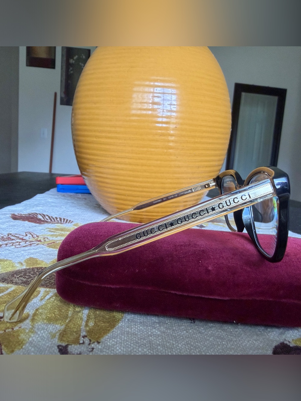 Gucci Black and Gold Designer Cat-Eye Sunglasses